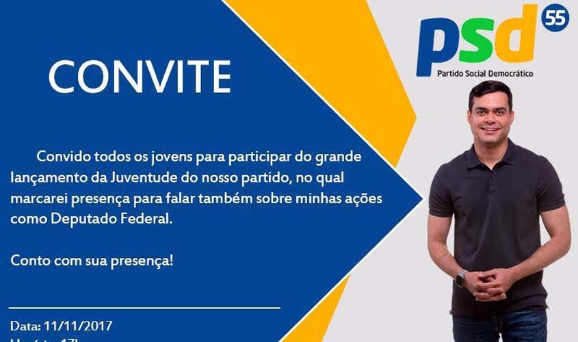 Lançamento da Juventude PSD contará com a presença do deputado federal Expedito Netto